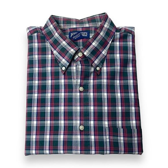 Lands End Shirt Mens Extra Large XL Green Plaid Long‎ Sleeve Button Down Shirt - Picture 1 of 12